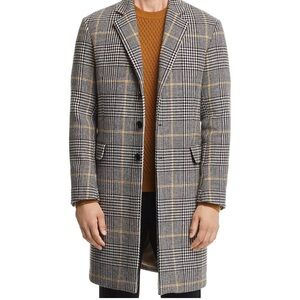 Sandro Houndstooth Plaid Wool Coat